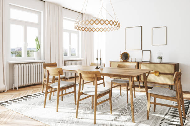 Interior of Scandinavian style dining room.